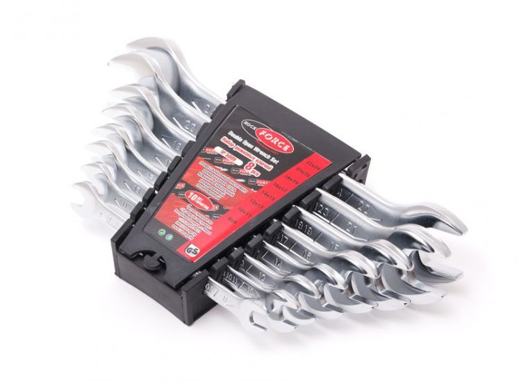 Набор ключей рожковых 8 предметов (8х9, 10х11, 12х13, 14х15, 16х17, 18х19, 21х23, 22х24мм) в пласт.держателе ROCKFORCE RF-5089 11535