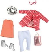 НАБОР ОДЕЖДЫ ДЛЯ КУКОЛ ТКАНЕВЫЙ LORI КРАСНОЕ ПАЛЬТО С УЗОРОМ LO30014Z