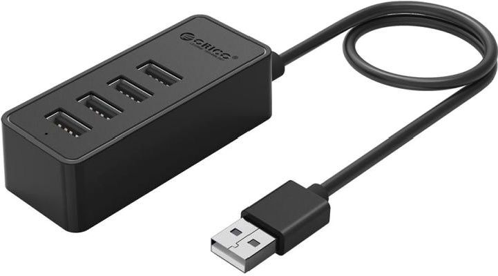 USB Хаб ORICO W5P-U2-100-BK-BP <USB2.0x4, MicroUSB, Black, 1m, 77.4*31.5*22mm>