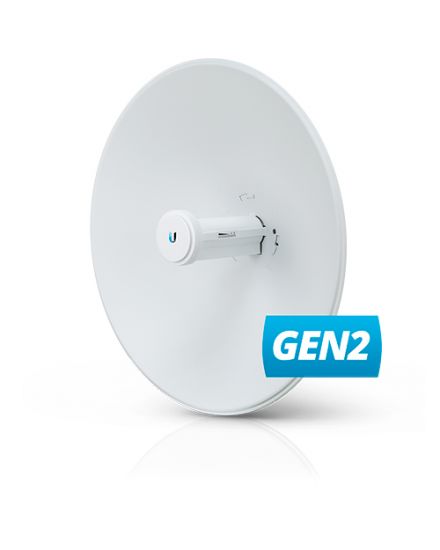 Ubiquiti airMAX PowerBeam 5AC, High-performance 5 GHz Point-to-Point (PtP) bridge with integrated dish reflector, 5 GHz, 15  km link range, 450  Mbps throughput, Dedicated spectral analysis radio, Dedicated WiFi management radio, 1 x GbE RJ45 port