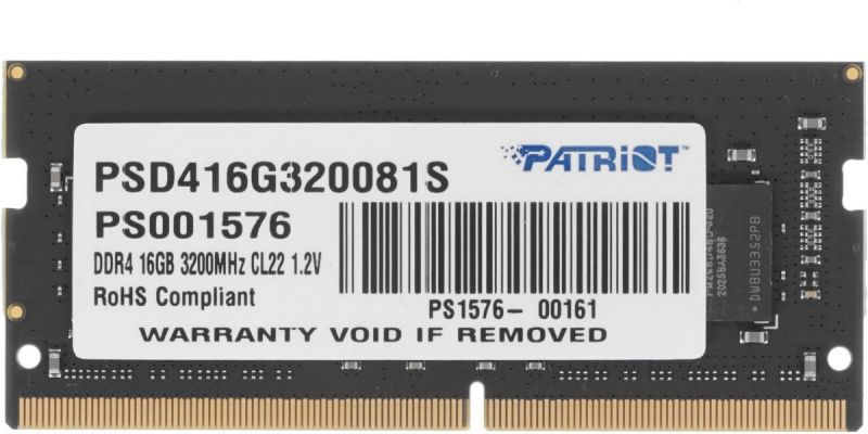 Оперативная память SODIMM DDR4 PC-25600 (3200 MHz) 16Gb PATRIOT (память для ноутбуков) <2x8, 1.2V>