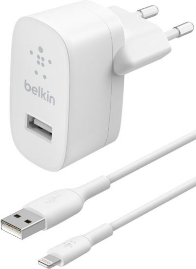 Сетевое ЗУ Belkin 12W USB-A 2.4A, Lightning 1m, white