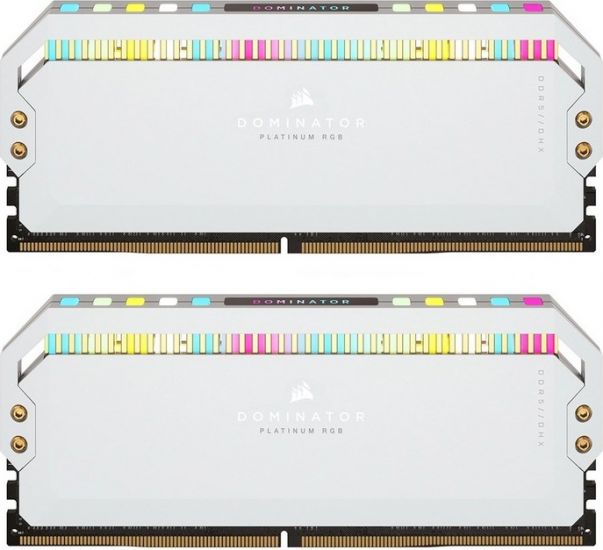 Corsair DDR5, 5200MT/s 32GB 2x16GB DIMM, Unbuffered, 40-40-40-77, STD PMIC, XMP 3.0, DOMINATOR PLATINUM RGB DDR5 White Heatspreader, RGB LED, 1.25V