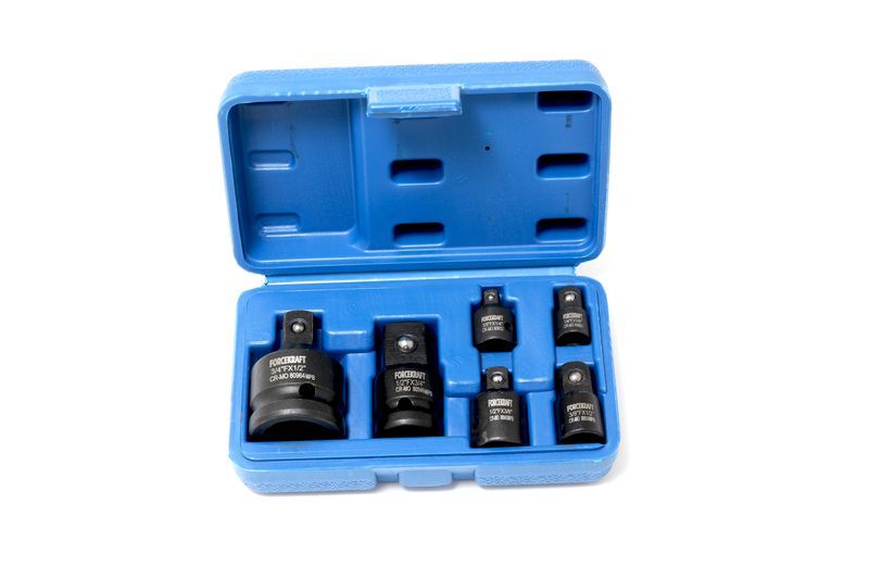 Набор адаптеров ударных, 6 предметов (1/4"(F)x3/8"(M),3/8"(F)x1/4"(M),3/8"(F)x1/2"(M),1/2"(F)x3/8"(M),1/2"(F)x3/4"(M),3/4"(F)x1/2"(M)в кейсе FORCEKRAFT FK-4069MPB 28164