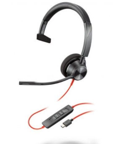 Наушники Poly Blackwire 3310 Monaural Microsoft Teams Certified USB-C Headset  USB-C/A Adapter (8X216AA)