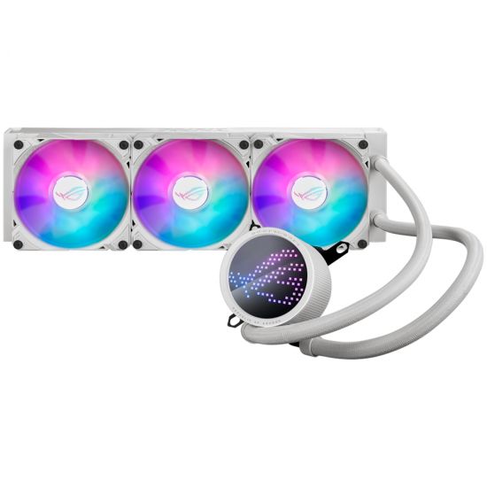 ASUS ROG Ryuo III 360 ARGB White Edition all-in-one liquid CPU cooler with Asetek 8th gen pump solution, Anime Matrix LED Display and 3x 120 mm ROG ARGB cooling fans