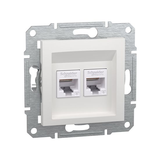 Розетка двойная компьютерная SE EPH4870121 Asfora RJ45 кат. 6 механизм белый Розетка двойная компьютерная SE EPH4870121 Asfora RJ45 кат. 6 механизм белый