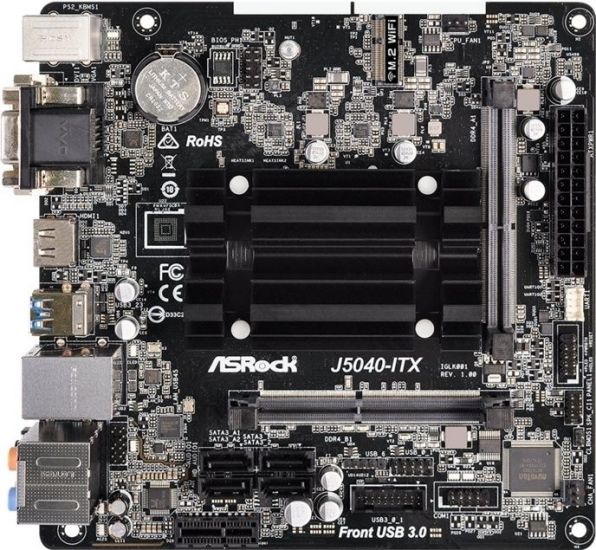 Материнская плата ASRock J5040-ITX Quad-Core Pentium J5040 2xDDR4 so-DIMM, HDMI-DVI-VGA, mITX