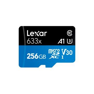 LEXAR 256GB  High-Performance 633x microSDXC UHS-I, up to 100MB/s read 45MB/s write C10 A1 V30 U3, Global