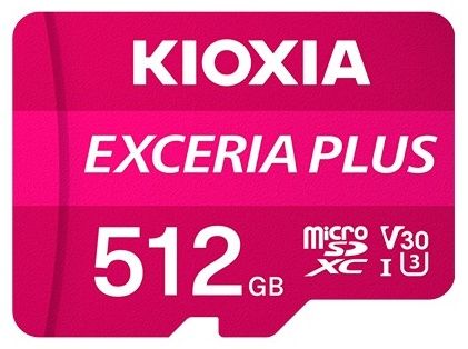 KIOXIA LMPL1M512GG2; 512GB microSD KIOXIA Exceria Plus (M303) UHS I U3 with adapter