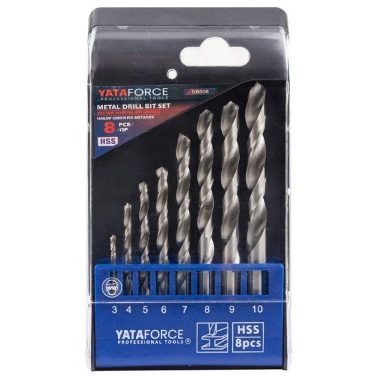 Сверла по металлу, набор 8пр. (3-10мм) 60725 YF-DBS08