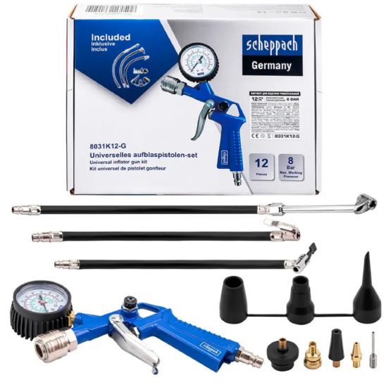 Пистолет для подкачки универсальный, набор 12пр. 65738 Sch-8031K12-G