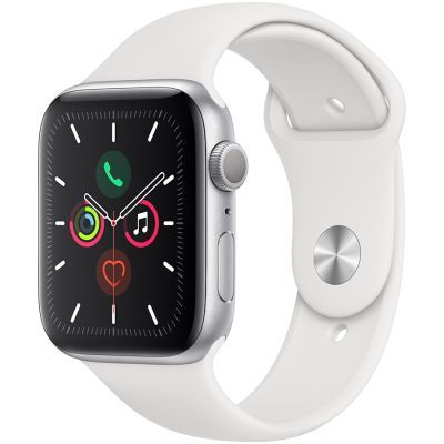 Apple Watch Series 5 GPS, 44mm Silver Aluminium Case with White Sport Band - S/M & M/L Model nr A2093