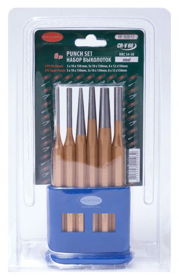 Набор выколоток, 6 предметов(3х150-2шт, 5х150-2шт, 8х150-2шт), в пластиковом держателе ROCKFORCE RF-50612 16401