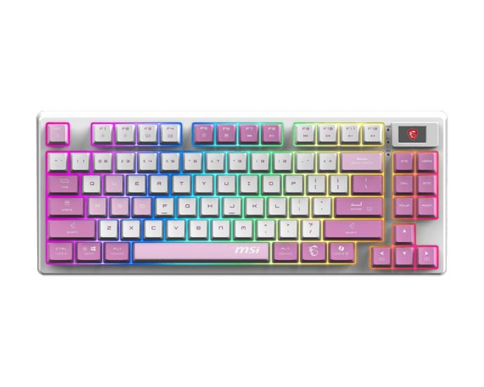 Игровая Клавиатура MSI FORGE GK600 TKL W VIOLET RU, Механическая/WIFI/BT/USB2.0/RGB/83кл./1.8м Белая