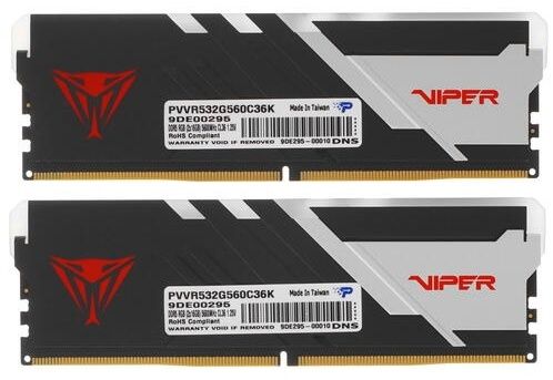 Модуль памяти Patriot Viper VENOM RGB, PVVR532G560C36K, DDR5, DIMM, 32Gb, KIT, 2x16Gb, 5600Mhz, CL36