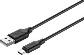 Кабель KITs USB 2 to USB Type-C cable, 2A, black, 1m, Артикул: KITS-W-004 /Китай/