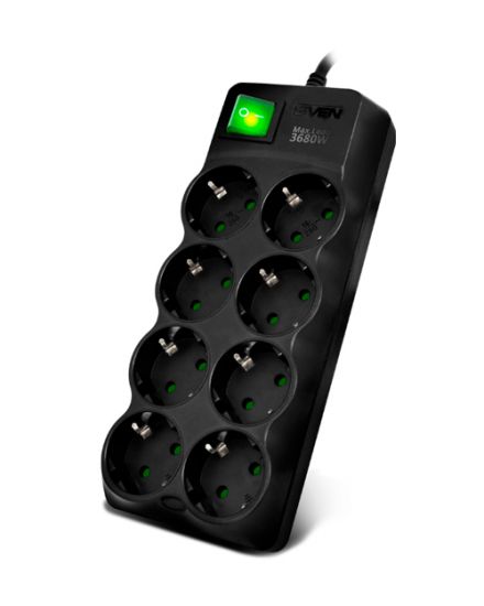 SVEN Сетевой фильтр Surge Protector SF-08E-16 5,0 m (8 sockets) black