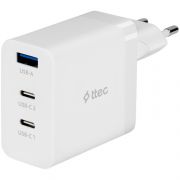 ttec SmartCharger 65W PD/GAN USB-C Travel Charger, White