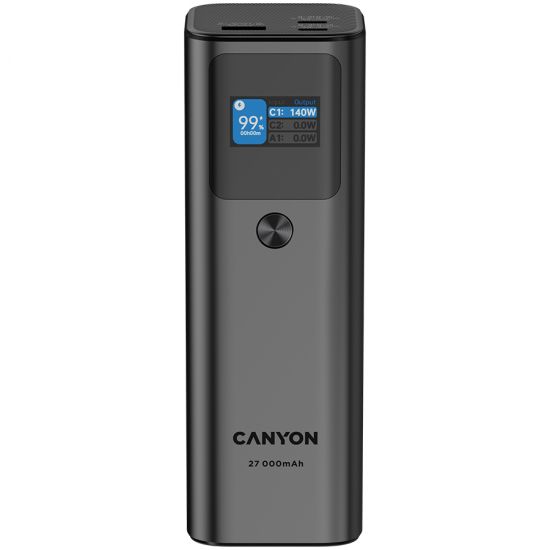 CANYON power bank PB-2010 TFT 27000 mAh 97.2Wh PD140W QC 3.0 Dark Grey