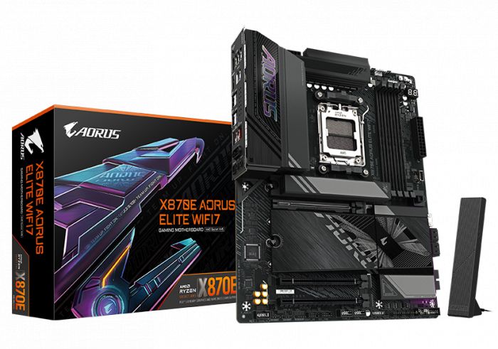 Сист.плата Gigabyte X870E A ELITE WIFI7 1.2, X870E, AM5, 4xDDR5, 3xPCI-E x16, 4xM2, SATA, USB4, HDMI, BOX