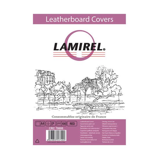 Обложки Lamirel Delta A4 LA-78686, картонные, с тиснением под кожу , цвет: красный, 230г/м², 100шт