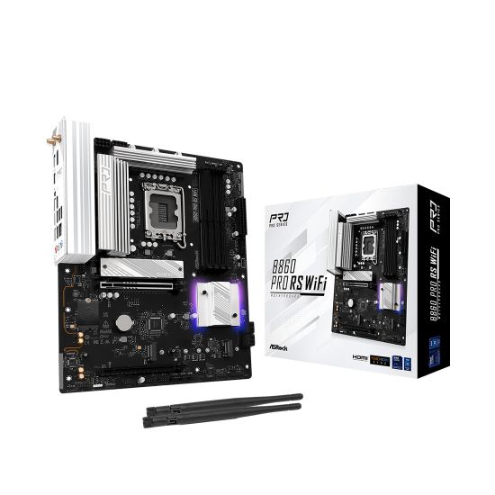 Материнская плата ASRock B860 PRO RS WIFI LGA1851 4xDDR5 4xSATA 3xM.2 1xHDMI 1xDP 1xPCIe5x16.0 1xPCIe4.0x16 16xUSB Wi-Fi ATX