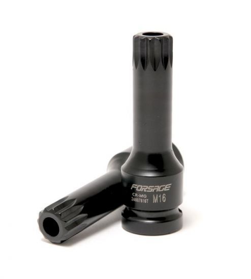 Головка-бита SPLINE глубокая ударная1/2", M16 с отверстием Forsage F-24807816T 47206