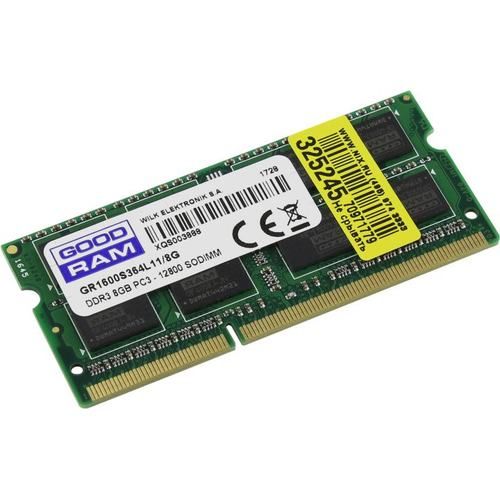 Оперативная память для ноутбука 8Gb DDR3 1600Mhz GOODRAM SODIMM PC3-12800 CL11 GR1600S364L11/8G