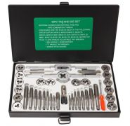 Набор метчиков и плашек метрический 40 предметов (М3х0.5/0.6, М4х0.7/0.75, М5х0.8/0.9, М6х0.75/1, М7х0.75/1,М8х1/1.25, М10х1.25/1.5, М12х1.5/1.75), в металли ROCKFORCE RF-M040-1 10459