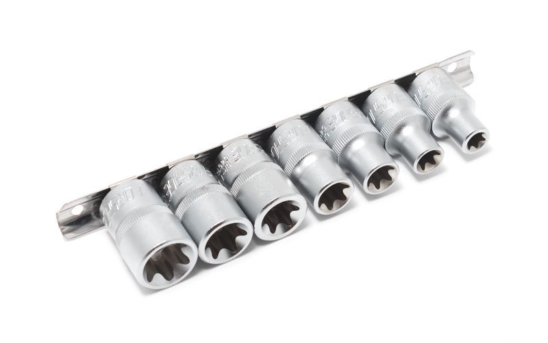Набор головок Е-профиль 7 предметов  1/2" (E10,E12,E14,E16,E18,E20,E22), на планке Forsage F-4073 6389