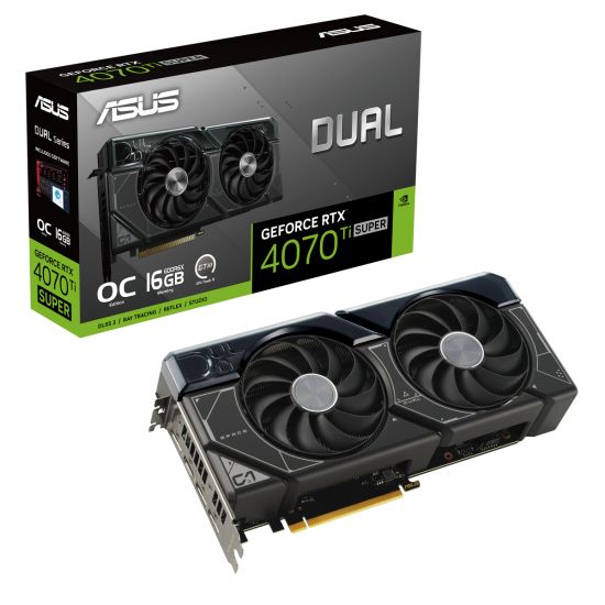 ASUS Video Card NVidia Dual GeForce RTX 4070 Ti SUPER OC Edition 16GB GDDR6X