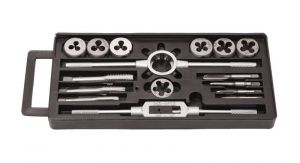 Набор метчиков и плашек метрический 16 предметов (М3х0.5, М4х0.7, М5х0.8, М6х1, М8х1.25, М10х1.5, М12х1.75), в пенале ROCKFORCE RF-PD016-1 10465