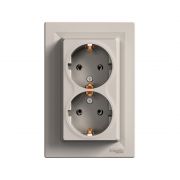 Розетка двойная SE EPH9900169 Asfora с заземлением в сборе винтовой БРОНЗА