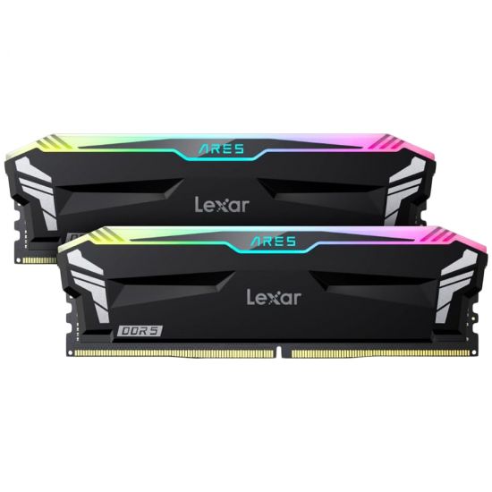Lexar® Ares DDR5 (2X16GB) 6400 CL32 1.4V Memory with heatsink and RGB lighting,Dual pack, Black Color, EAN: 843367131587
