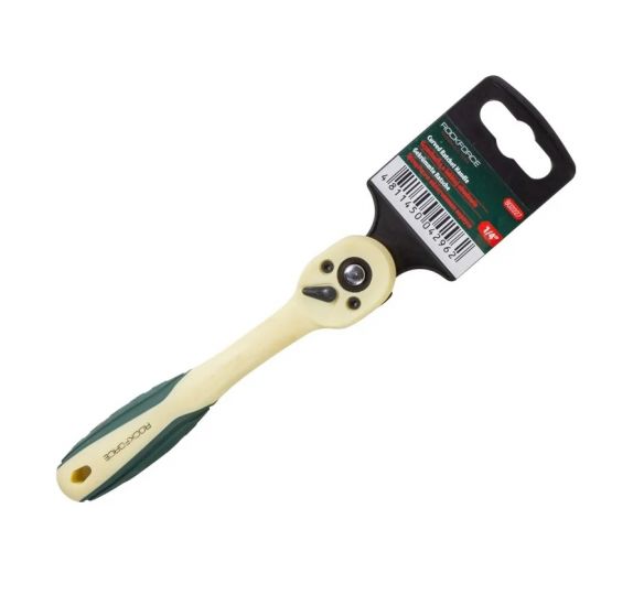 Трещотка реверсивная с изгибом в пластиковом антикорозийном корпусе 1/4''(L-155мм, 72зуб) 51674 RF-802227