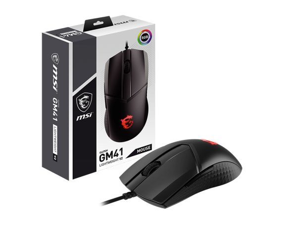 Мышь MSI Clutch GM41 LIGHTWEIGHT V2 Black GAMING Mouse RGB USB2.0 кабель 2м Вес 65г Черный