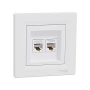 Розетка двойная компьютерная SE EPH4400121 Asfora RJ45 в сборе белый
