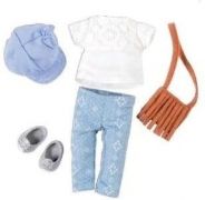НАБОР ОДЕЖДЫ ДЛЯ КУКОЛ ТКАНЕВЫЙ LORI С СУМКОЙ С БАХРАМОЙ LO30022Z