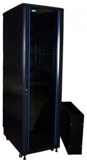 Шкаф 19" Business, 42U 600x800, черный, передняя дверь стекло, задняя дверь распашная металл