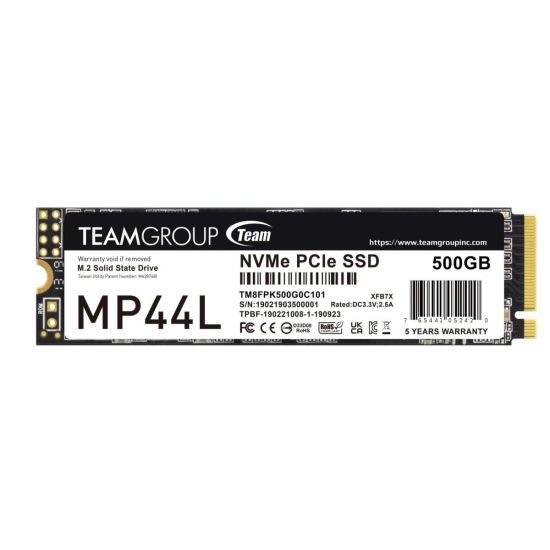 Твердотельный накопитель  500GB SSD TeamGroup MP44L PCIe 4.0 R5000Mb/s, W2500MB/s TM8FPK500G0C101
