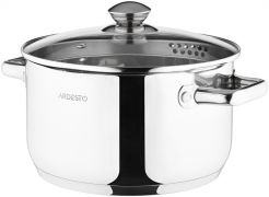 Кастрюля Ardesto Gemini Lecco с носиком для слива, стекл. крышка , 4.7 л, нержавеющая сталь