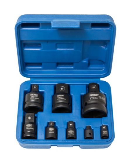Набор адаптеров ударных,8пр(1/4(F)x3/8"(M),3/8(F)x1/4"(M),3/8(F)x1/2"(M),1/2(F)x3/8"(M),1/2(F)x3/4"(M),3/4(F)x1/2"(M),3/4(F)x1"(M),1(F)x3/4"(M)в кейсе FORCEKRAFT FK-4089MPB 28165