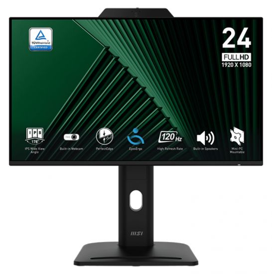 Монитор 23.8" MSI PRO MP242PMG IPS 1920x1080 120Hz 1ms 300cd/m 1500:1 HDMI VGA DP 3xUSB 2x2W Встроенная WEB камера с микрофоном, Регулировка по Высоте HAS, Черный Монитор 23.8" MSI PRO MP242PMG IPS 1920x1080 120Hz 1ms 300cd/m 1500:1 HDMI VGA DP 3xUSB 2x2W Встроенная WEB камера с микрофоном, Регулировка по Высоте HAS, Черный