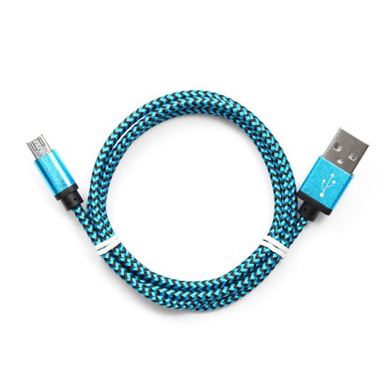 Кабель USB 2 Cablexpert CC-mUSB2bl1m, USB-MicroUSB, 1м, нейлоновая оплетка, алюм разъемы, синий