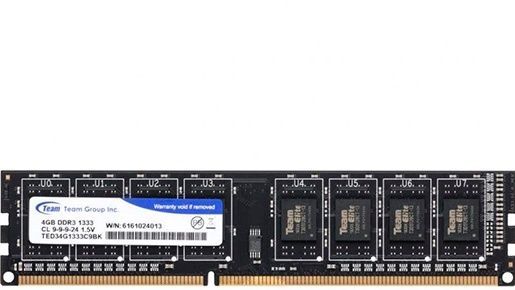 Оперативная память  4GB DDR3 1333Mhz Team Group ELITE PC3-10600 CL9 TED34G1333C901