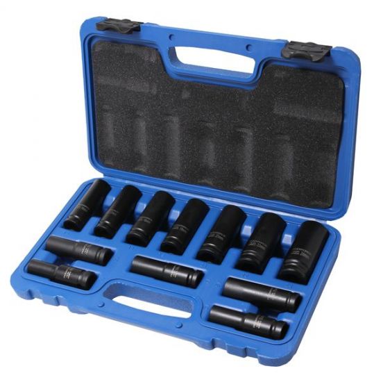 Набор головок ударных глубоких 12 предметов, 1/2", 6гр (10, 12-19, 21, 22, 24 мм) в  кейсе ROCKFORCE RF-4127-5MPB(пл.кейс) 16248