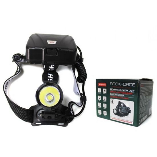 Фонарь светодиодный аккумуляторный налобный (10W LED,1500Lm,,2000mAh,зарядка12V,время раб.4ч,время заряд.6ч,защита гнезда зарядки) Rock FORCE RF-01156 47803