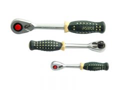 Трещотка усиленная с противоскользящей пластиковой рукояткой (45зуб.)  3/8" ROCKFORCE RF-80233 4294