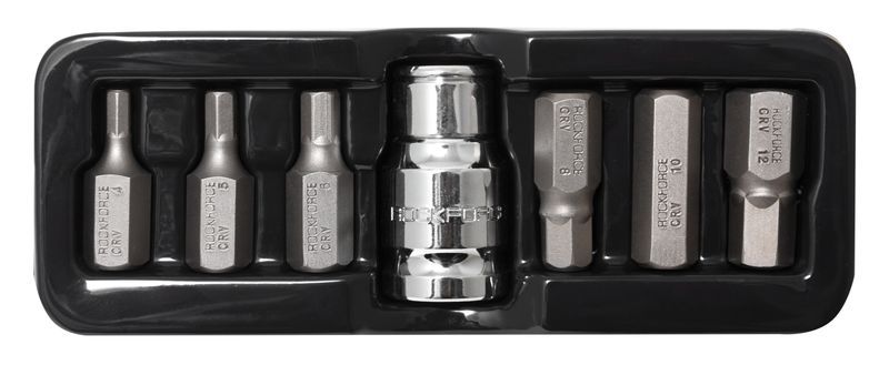 Набор бит HEX с битодержателем,7 предметов 1/2"(L:30мм;4, 5, 6, 8,10,12мм), в ложементе ROCKFORCE RF-4075(Биты 7 предметов) 27216